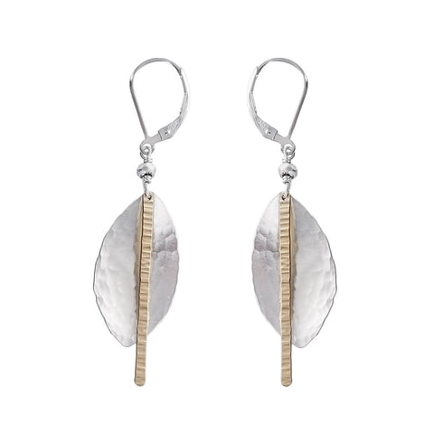 J & I Bright And Textured Leaves And Sticks Earrings