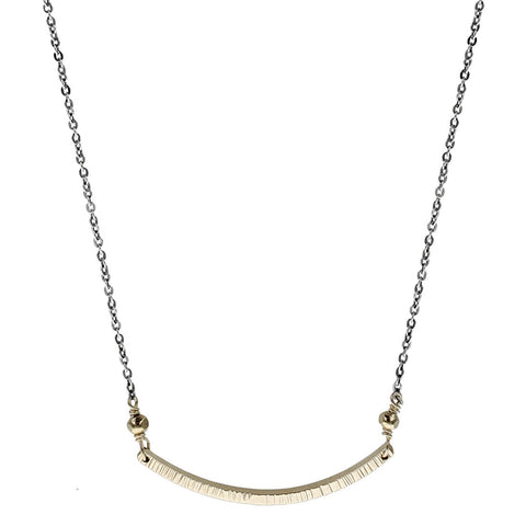J & I Etched Gold Bar Necklace