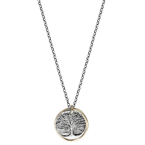 J & I Gold Encircled Oak Tree Of Life Necklace