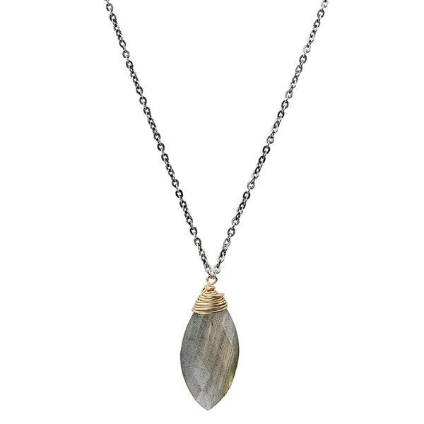  J & I Labradorite Marquise Pendant Necklace