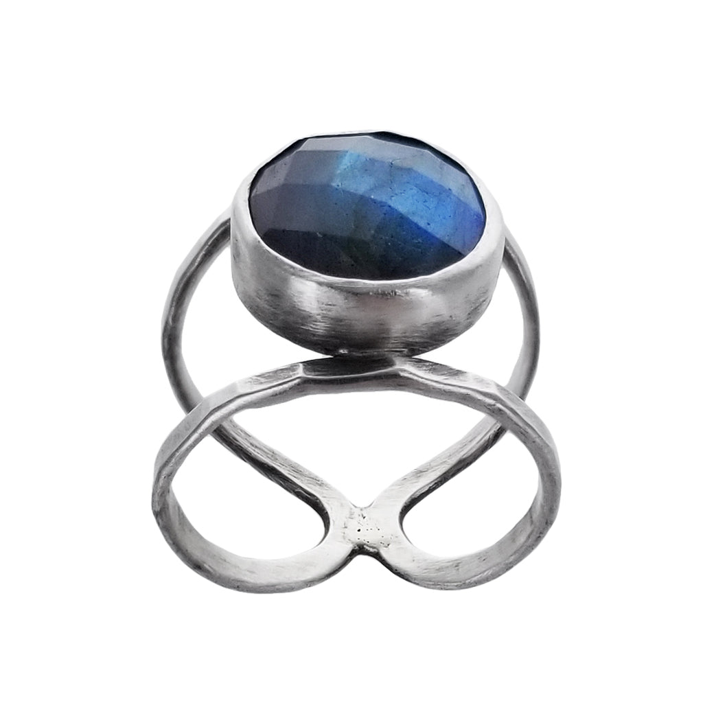 J I Labradorite Wide Split Band Ring