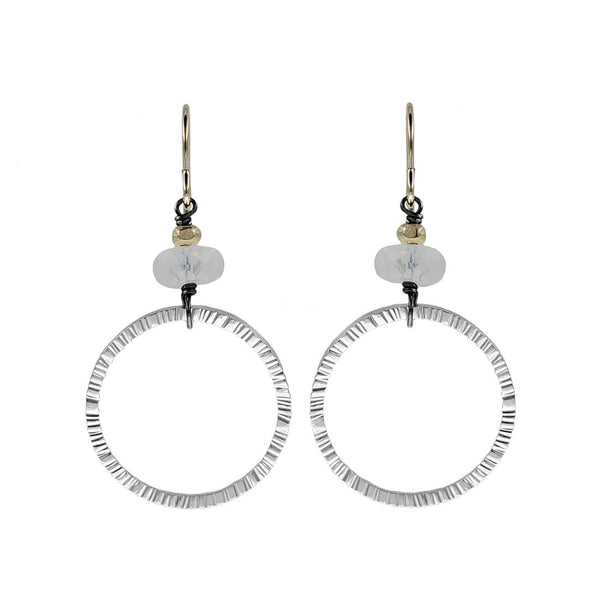 J & I Moonstone Hoop Earrings