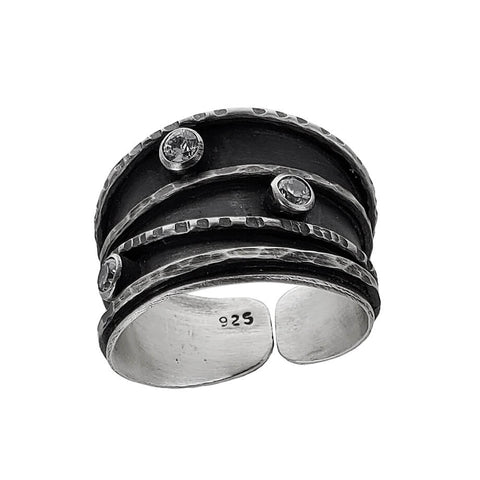  J & I Shooting Stars Silver Band Ring