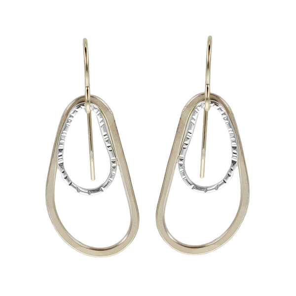 J & I Silver Within Gold Teardrop Hoop Earrings