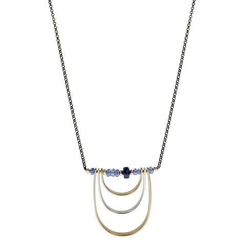 J & I Blue Sapphire Waves Necklace