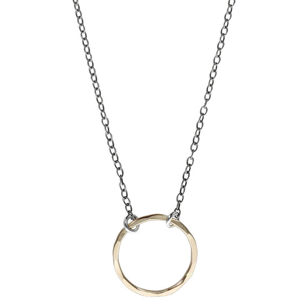 J and I Gold Hammered Hoop Necklace