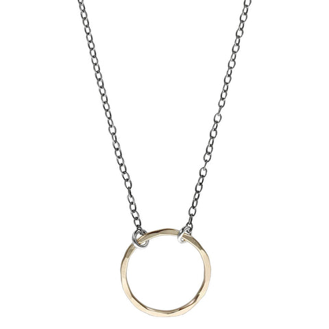 J and I Gold Hammered Hoop Necklace