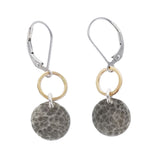 J & I Hoop Hammered Disc Drop Earrings
