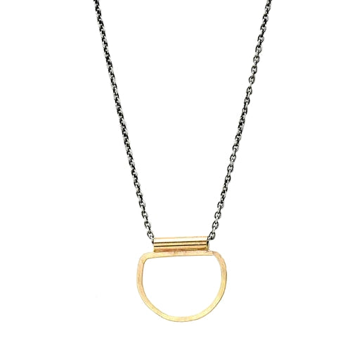 J & I Petite Open Golden Halfmoon Necklace