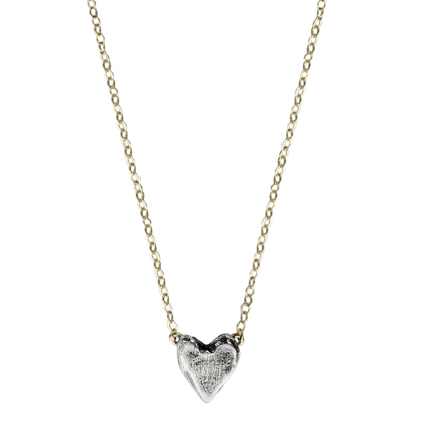 J & I Petite Silver Gold Heart Necklace