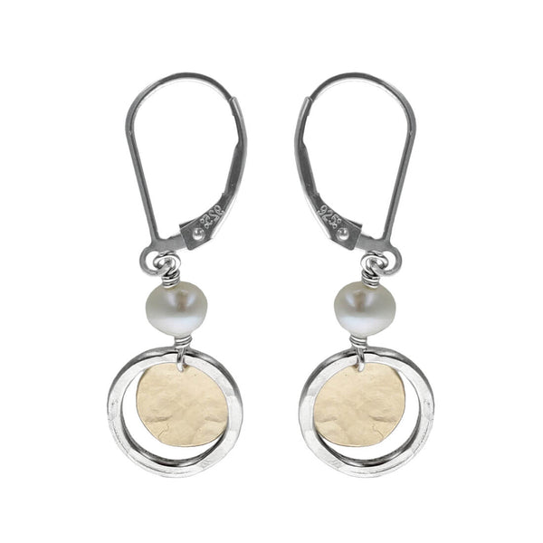 J and I Sterling Hoop Gold Disc Earrings