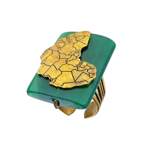 Jan Michaels Green Agate Africa Ring Side view