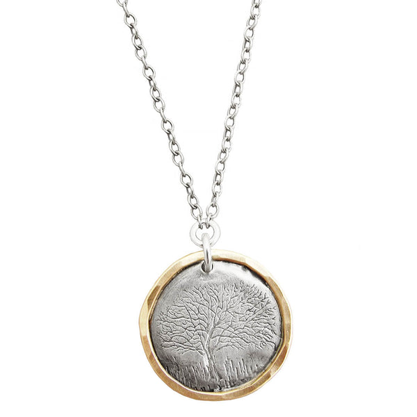 Gold Encircled Sterling Tree Of Life Necklace