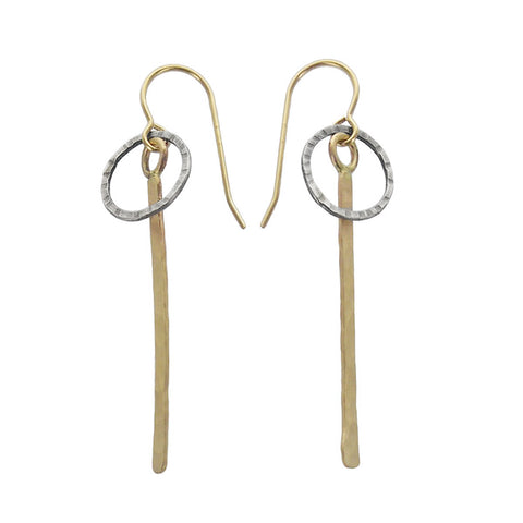 J & I Hammered Hoop Elongated Tab Earrings