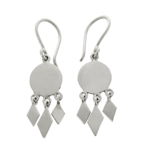 Jane Diaz Sterling Silver Circle Diamond Dangle Earrings