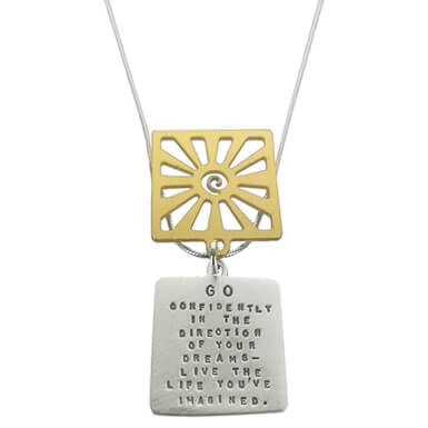 Kathy Bransfield Go Confidently Thoreau Quote Necklace