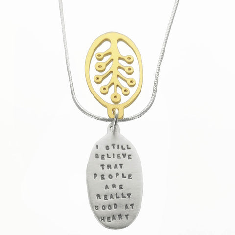 "Good At Heart" Ann Frank Quote Necklace