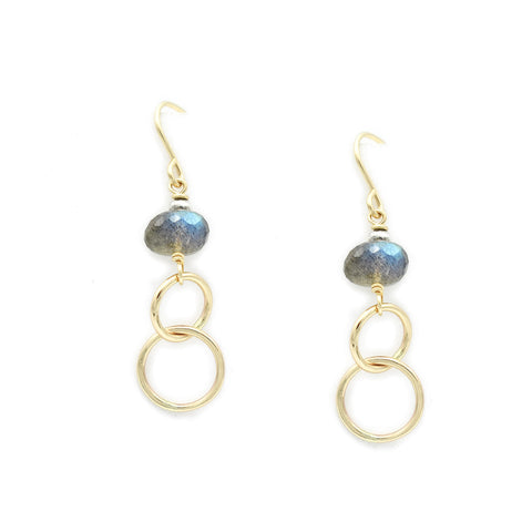 J & I Dreamy Labradorite Gold Hoops Waterfall Earrings