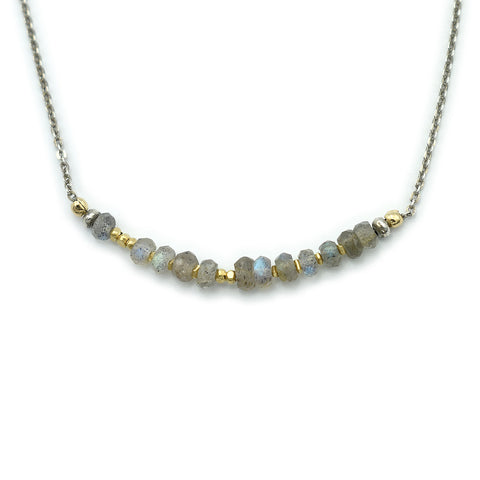  J & I River Of Blue Labradorite Bar Necklace