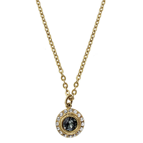 La Vie Parisienne Petite Round Crystal Pendant Necklace