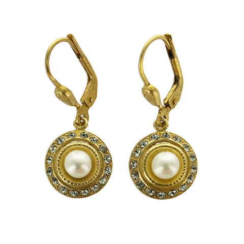 Petite Round Pearl Crystal Earrings