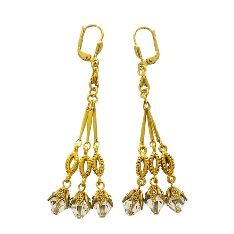 La Vie Triple Crystal Dangle Earrings