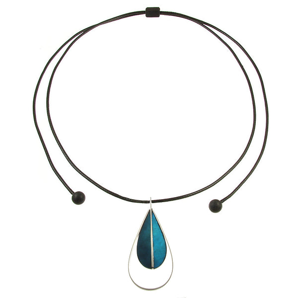 Large Lunimous Turquoise Teardrop Pendant Necklace