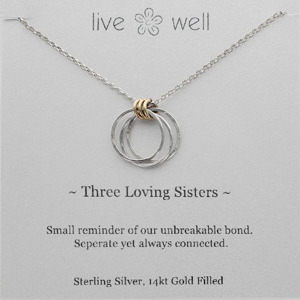 Three Loving Sisters Necklace By Live Well Gift Card