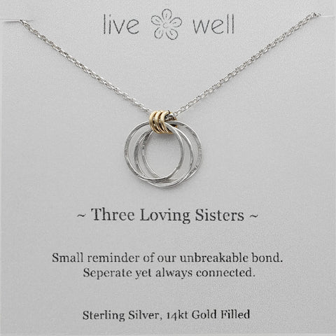 Three Loving Sisters Necklace By Live Well Gift Card
