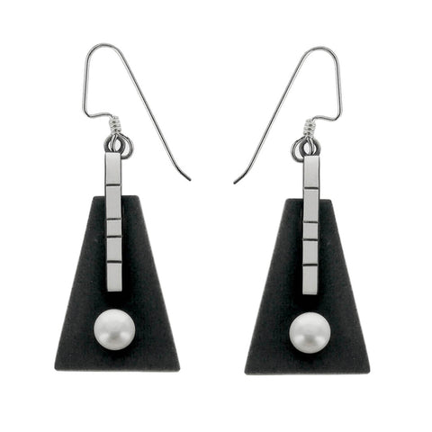 Mar Of Santa Barbara Black Sterling Pearl Earrings