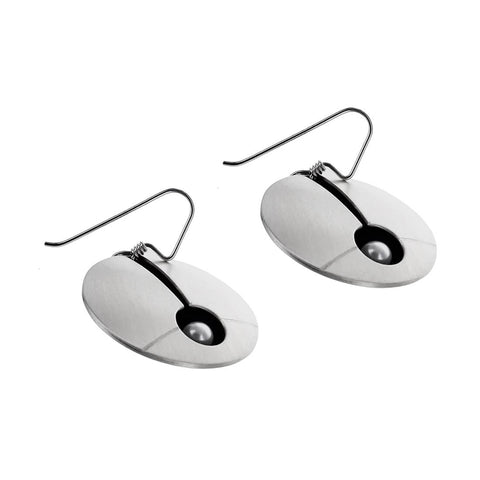 Mar Of Santa Barbara Elegant Open Silver Pearl Earrings Another View