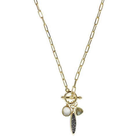  Marcia Moran Triple Drop Gemstone Cluster Necklace