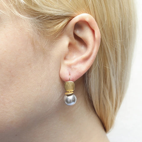 Marjorie Baer Grey Pearl Stack Earrings On Ear