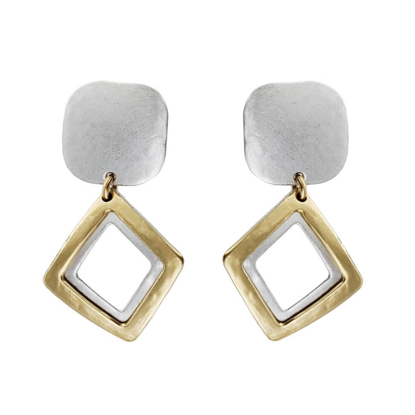 Marjorie Baer Double Diamond Drop Post Earrings