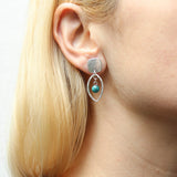 Marjorie Baer Floating Turquoise Oval Hoop Post Earring On