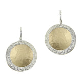 Marjorie Baer Golden Disc Silver Crinkle Frame Earrings