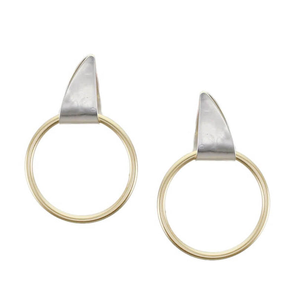 Marjorie Baer Golden Hoop Within Folded Silver Post Earrings