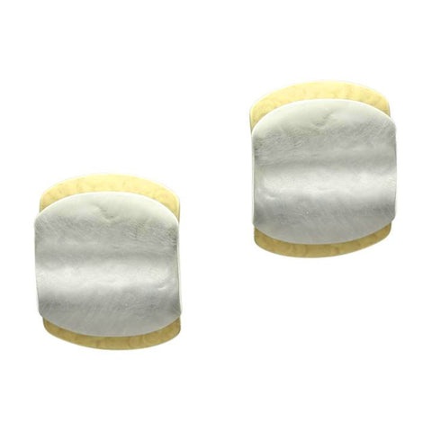 Marjorie Baer Layered Rounded Squares Clip Earrings