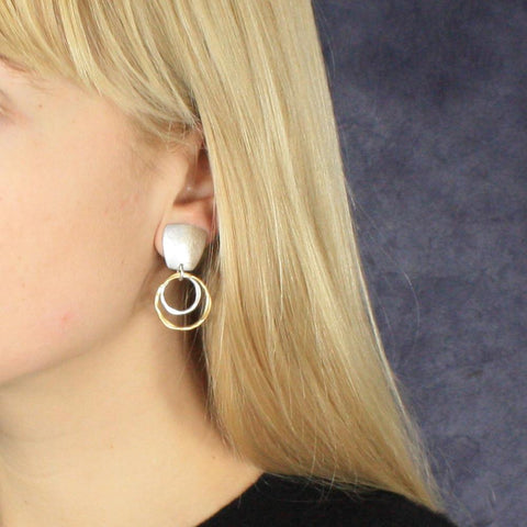 Marjorie Baer Earrings Hammered Hoops On Ear