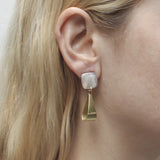 Marjorie Baer Rounded Square Loop Clip Earrings On Ear