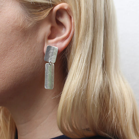 Marjorie Baer Shimmering Linked Rectangle Clip Earrings