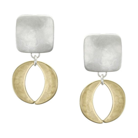 Marjorie Baer Silver Gold Double Crescent Clip Earrings