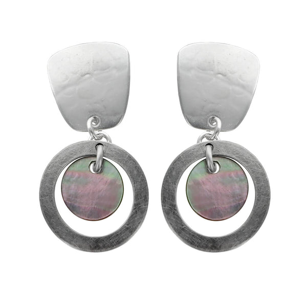 Marjorie Baer Silver Hoop Mother Of Pearl Clip Earrings 