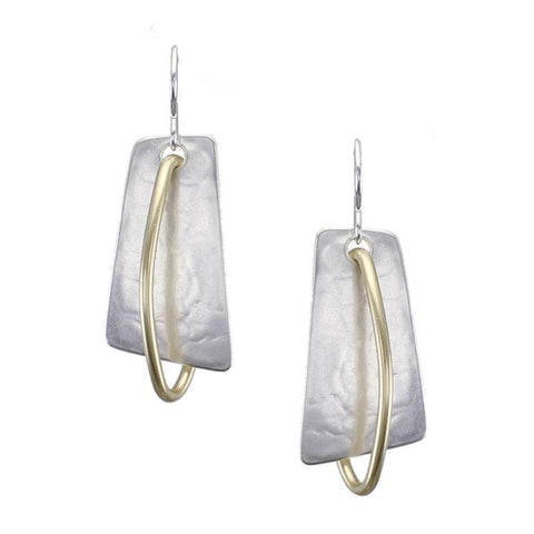 Marjorie Baer Silver Rectangle Within Gold Hoop EArrings