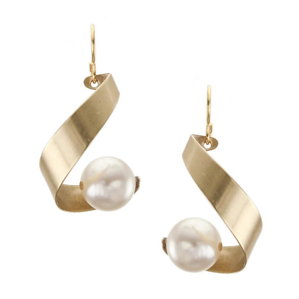 Marjorie Baer Spiral Pearl Earrings