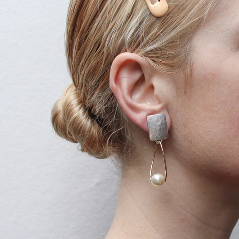 Marjorie Baer Swirling Pearl Clip Earrings On Ear