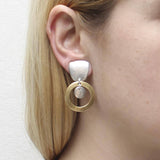 Marjorie Baer Tapered Square Hoop Disc Clip Earrings Ear View
