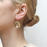 Marjorie Baer Textured Crescent With Pearl Earrings On Ear