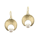 Marjorie Baer Textured Crescent With Pearl Earrings