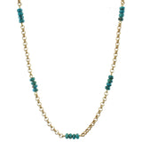Marjorie Baer Turquoise Beads On Golden Links Necklace